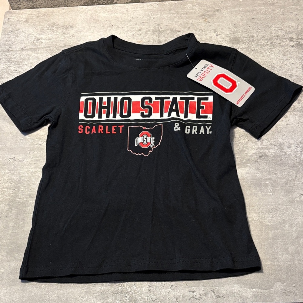 Ohio State Kids' Short Sleeve Tee - Black with Scarlet & Gray NWT - new size 4